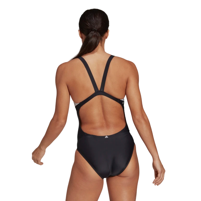 Adidas Women's Logo Graphic HB1675 Black White One-Piece Pool Swimsuit