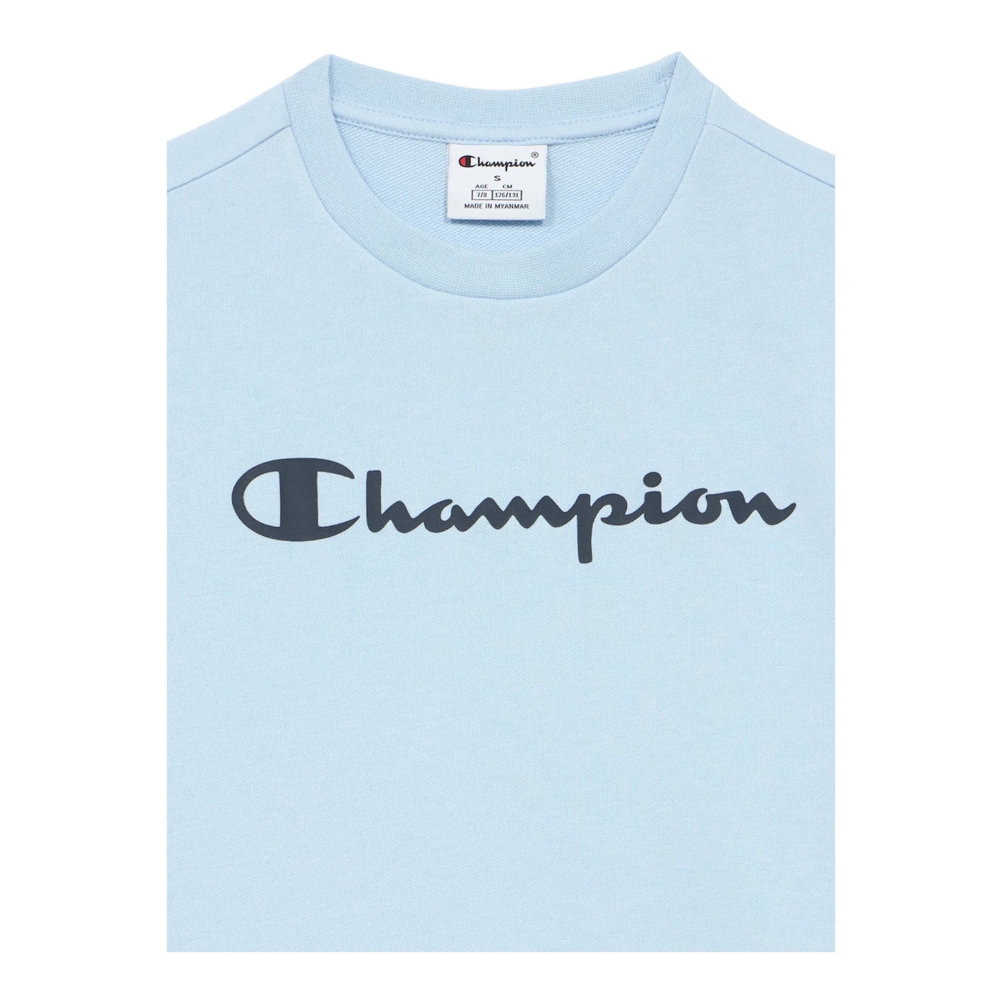 Champion BASIC CREWNECK - Felpa- 307359 BS224 - celeste logo