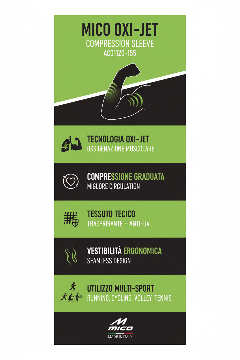 Mico Manicotto Compressione Oxi-Jet AC01120-155 Nero Verde Unisex