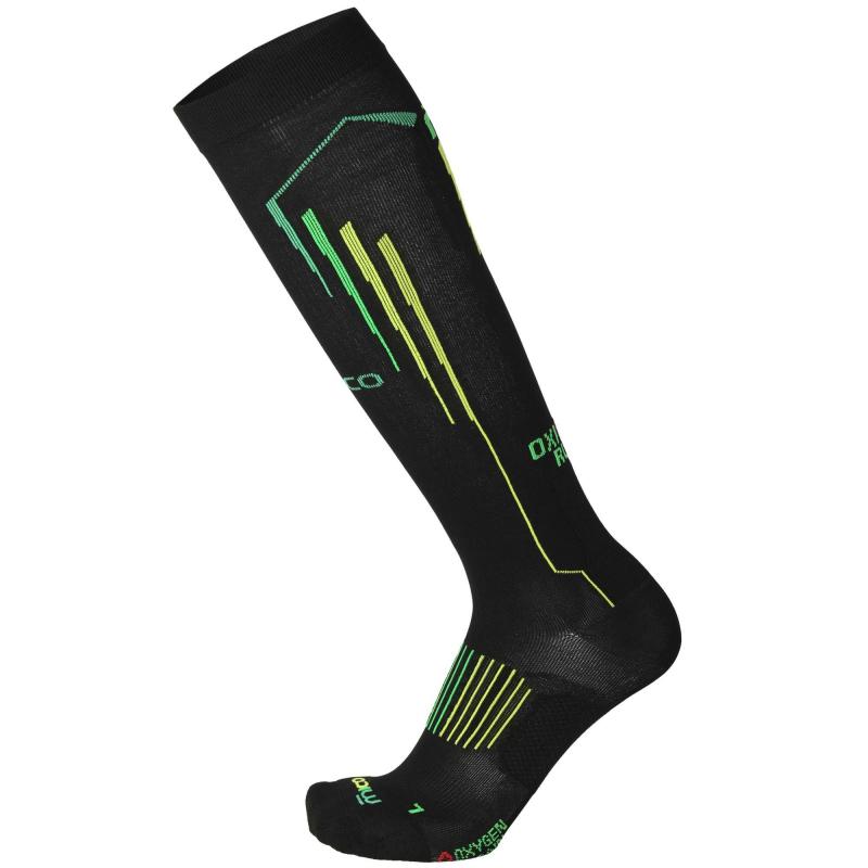 Mico Oxi-Jet CA01273 155 Compression Running Socks Black Neon Green