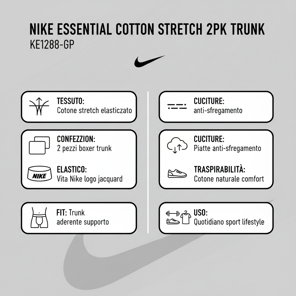 Nike Essential Cotton Stretch KE1288-GP Nero Boxer 2pk Uomo
