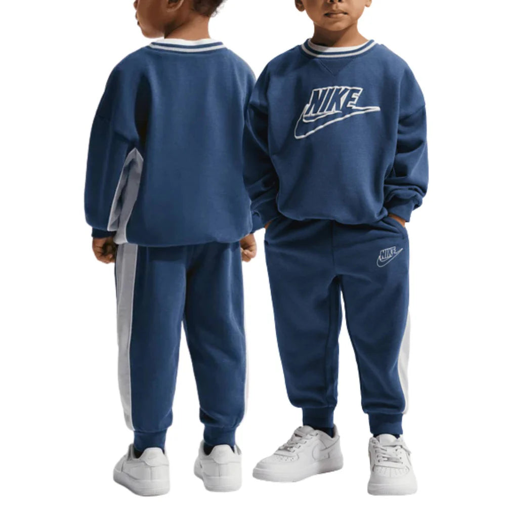 Nike tuta girocollo in cotone garzato da bambino 86N697-C54 blu