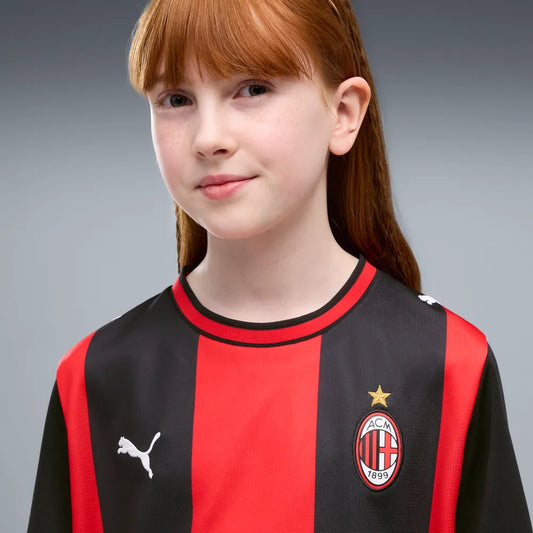 Puma Maglia Calcio AC Milan Home Jersey Replica Junior Rosso Nero - 784124-01