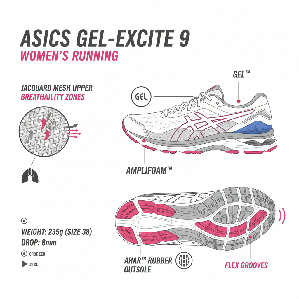Asics Gel Excite 9 1012B182-029 Oyster Grey Fruit Punch Women's Running Shoe