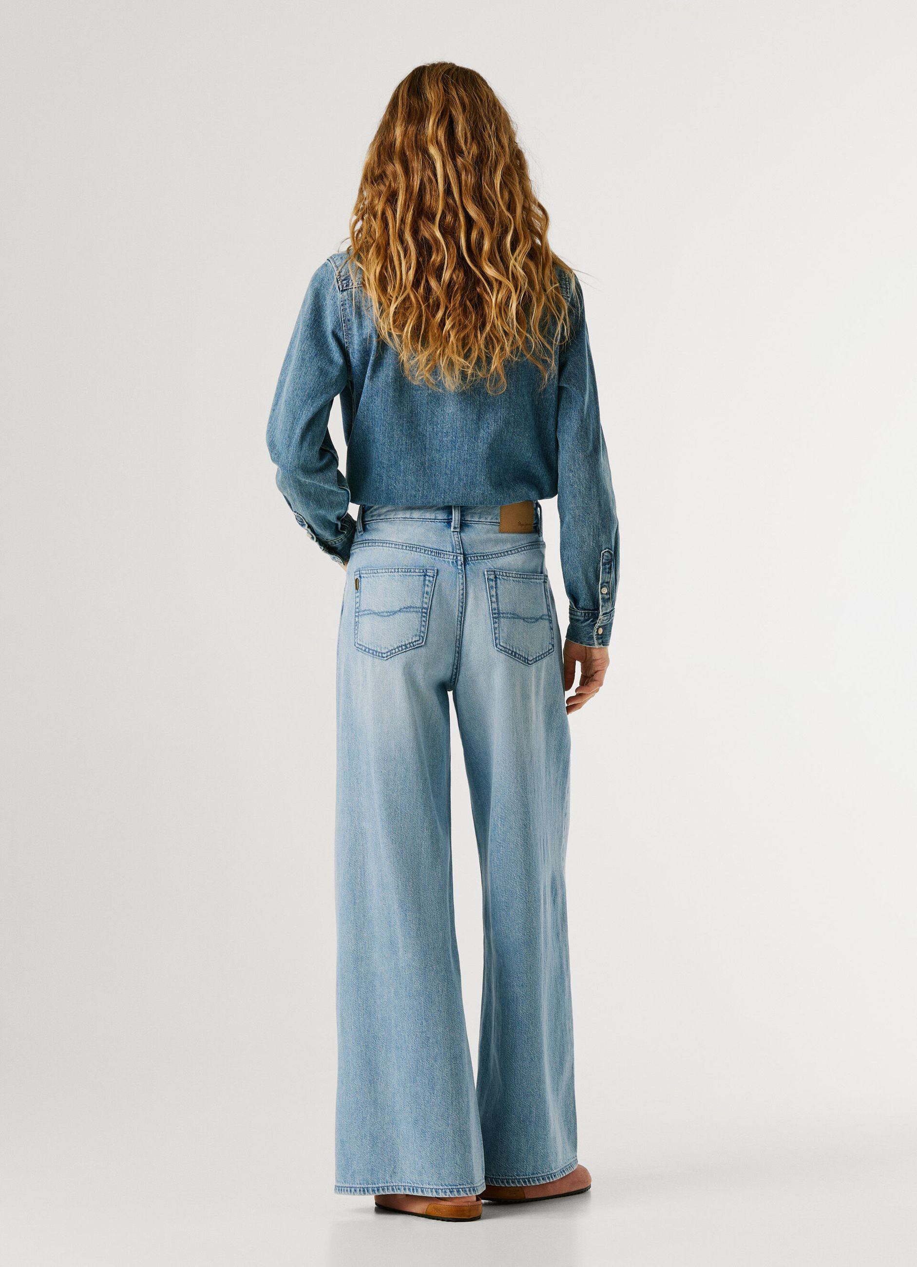 Pepe Jeans Jaimy PL20474042W02 Jeans Donna Wide Leg Vita Alta Blu Chiaro
