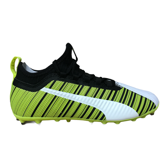 Puma Men's One 5.3 MG 105646 02 White-Black-Yellow Football Boots