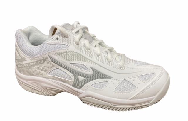 Mizuno Women's Break Shot 3 CC Tennis Shoe 61GC212603 white-grey