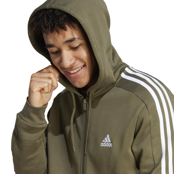 Adidas Men's 3-Stripes Full-Zip Hoodie IJ6492 green
