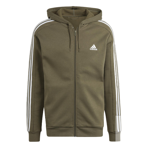 Adidas Men's 3-Stripes Full-Zip Hoodie IJ6492 green