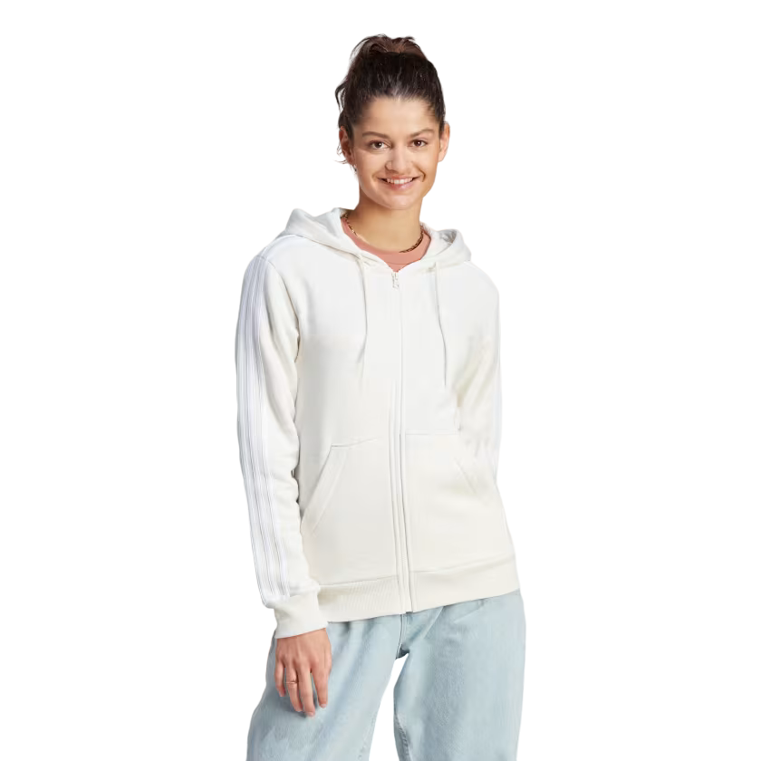Adidas Women's 3-Stripes Full-Zip Hoodie IM0239 Off White