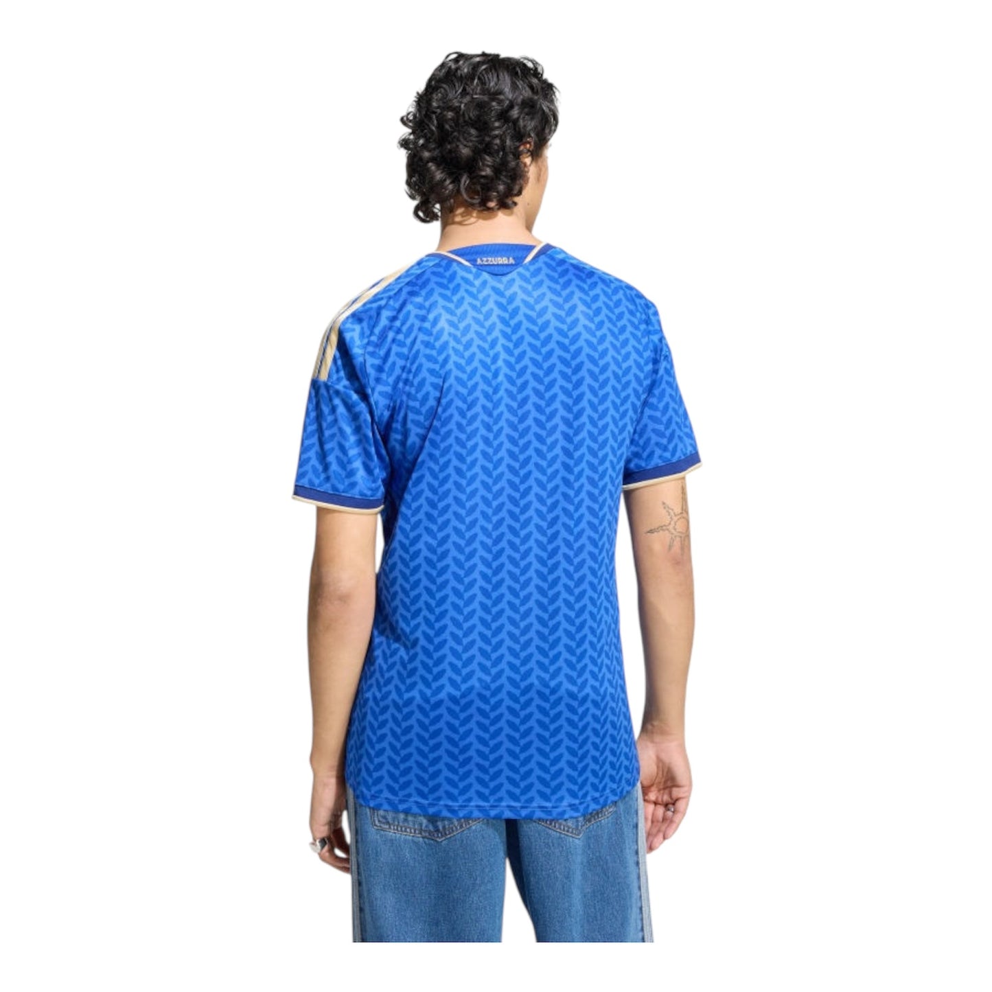 Adidas maglia Italia 26 JL6937 azzurra nazionale 3 strsce oro dietro
