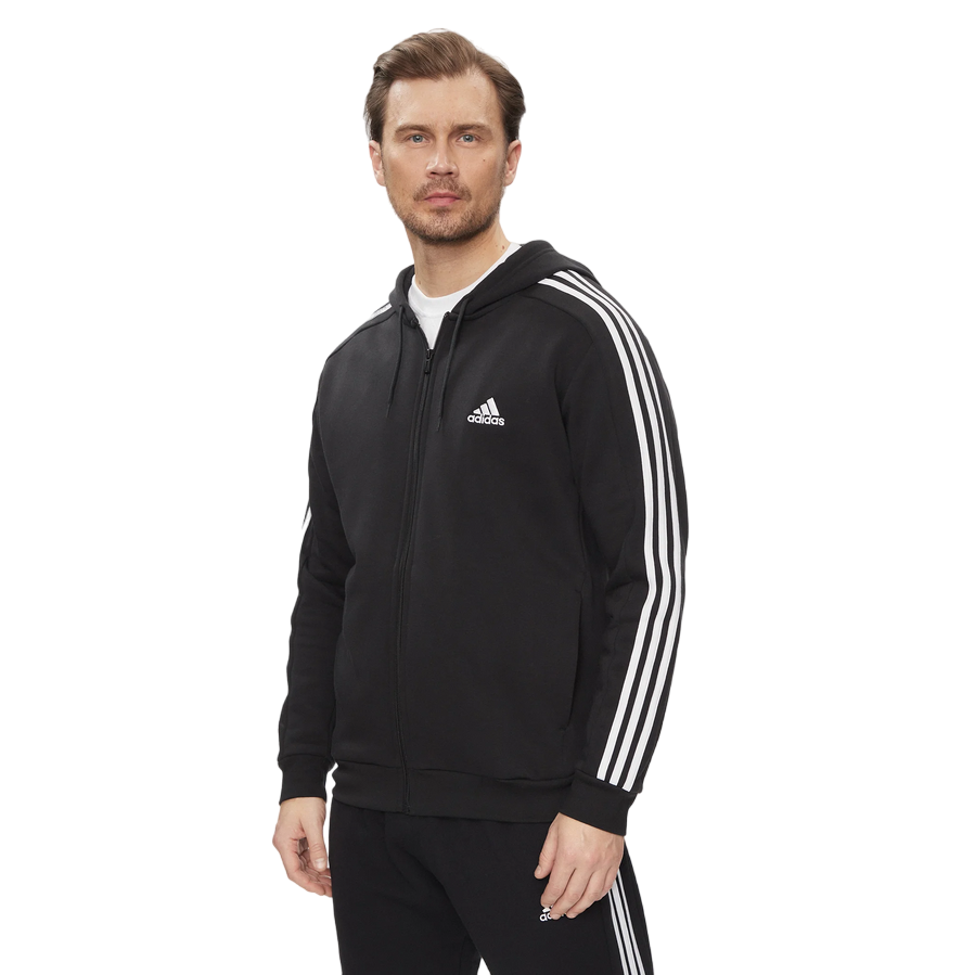 Adidas lightweight hooded sweatshirt with 3-stripes IB4029 black-white