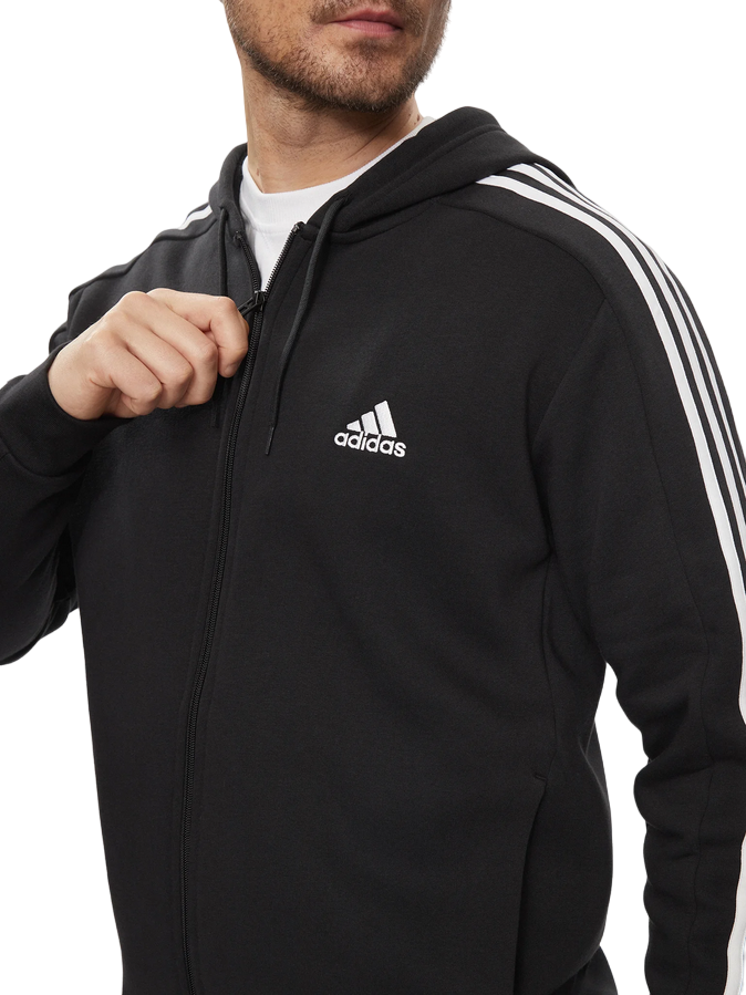 Adidas lightweight hooded sweatshirt with 3-stripes IB4029 black-white