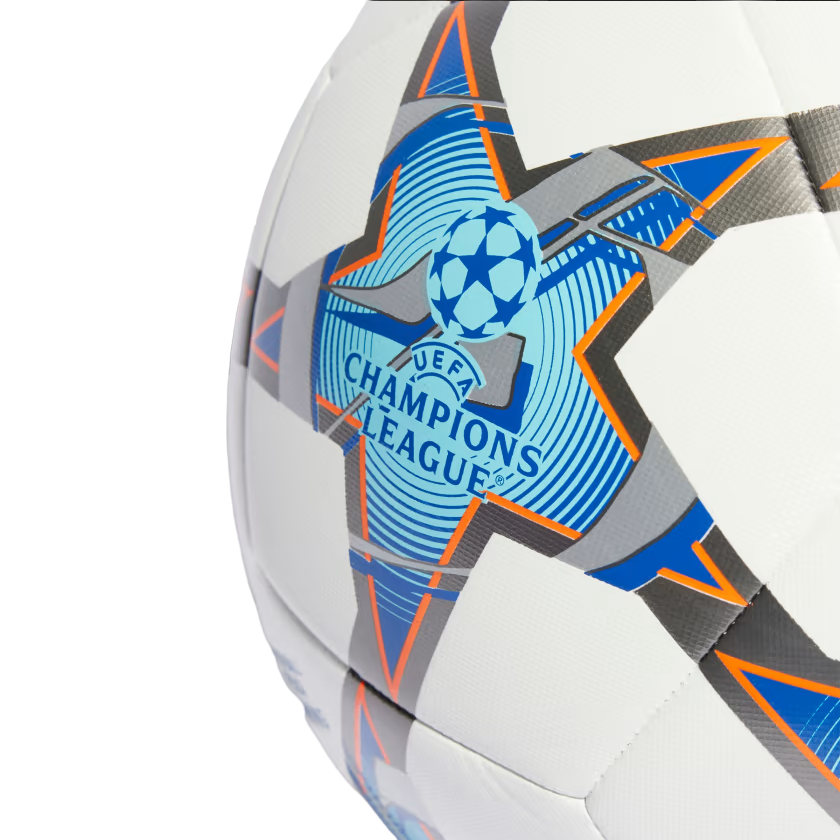 Adidas pallone da calcio UCL Training con grafica UEFA Champions League IA0952 bianco-argento-azzurro misura 5