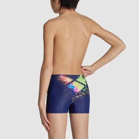 Arena boy's close-fitting jammer swimsuit with Pixels print 006727 700 blue