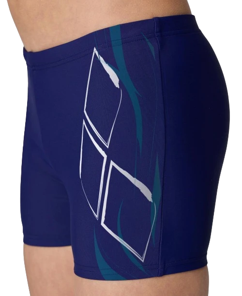 Arena boy's close-fitting shorts swimsuit with print 005435 781 blue-white