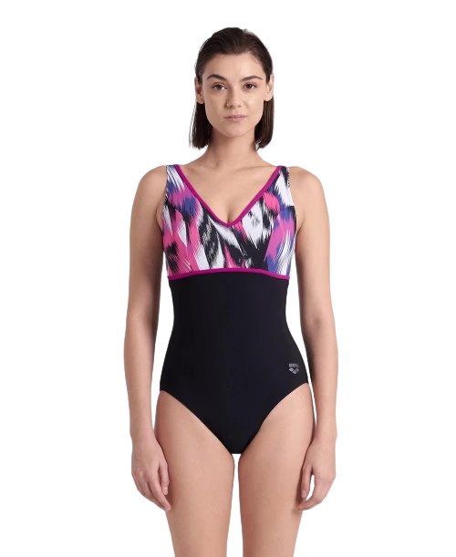 Arena costume intero da piscina da donna Bodylift Jennifer Wing Plus cup C 007111-750 nero-vino