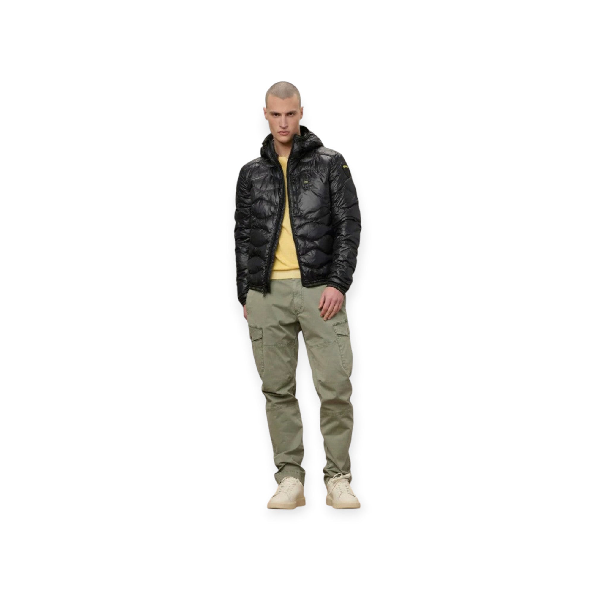 Blauer uomo piumino leggero ad onda  con cappuccio e tasca 26SBLUC03177-006719 999 nero