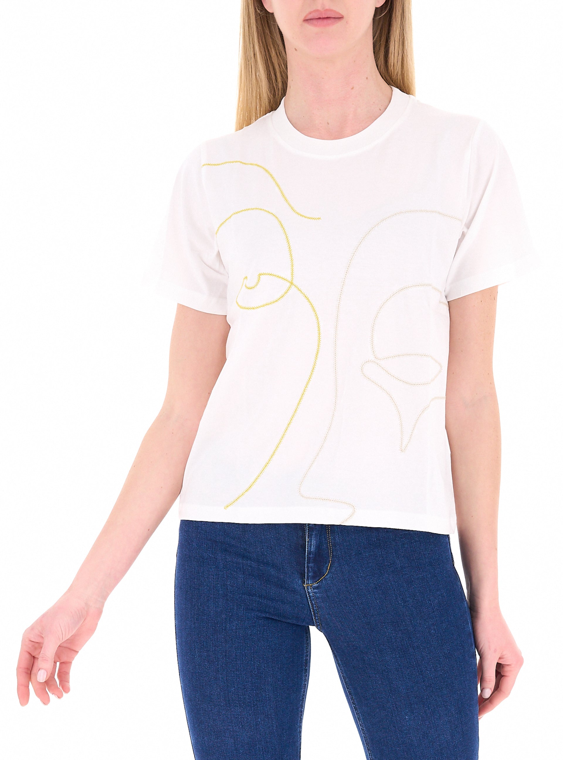 Bomboogie T-shirt Donna Cotone Girocollo TW9518JIN6 01 Panna