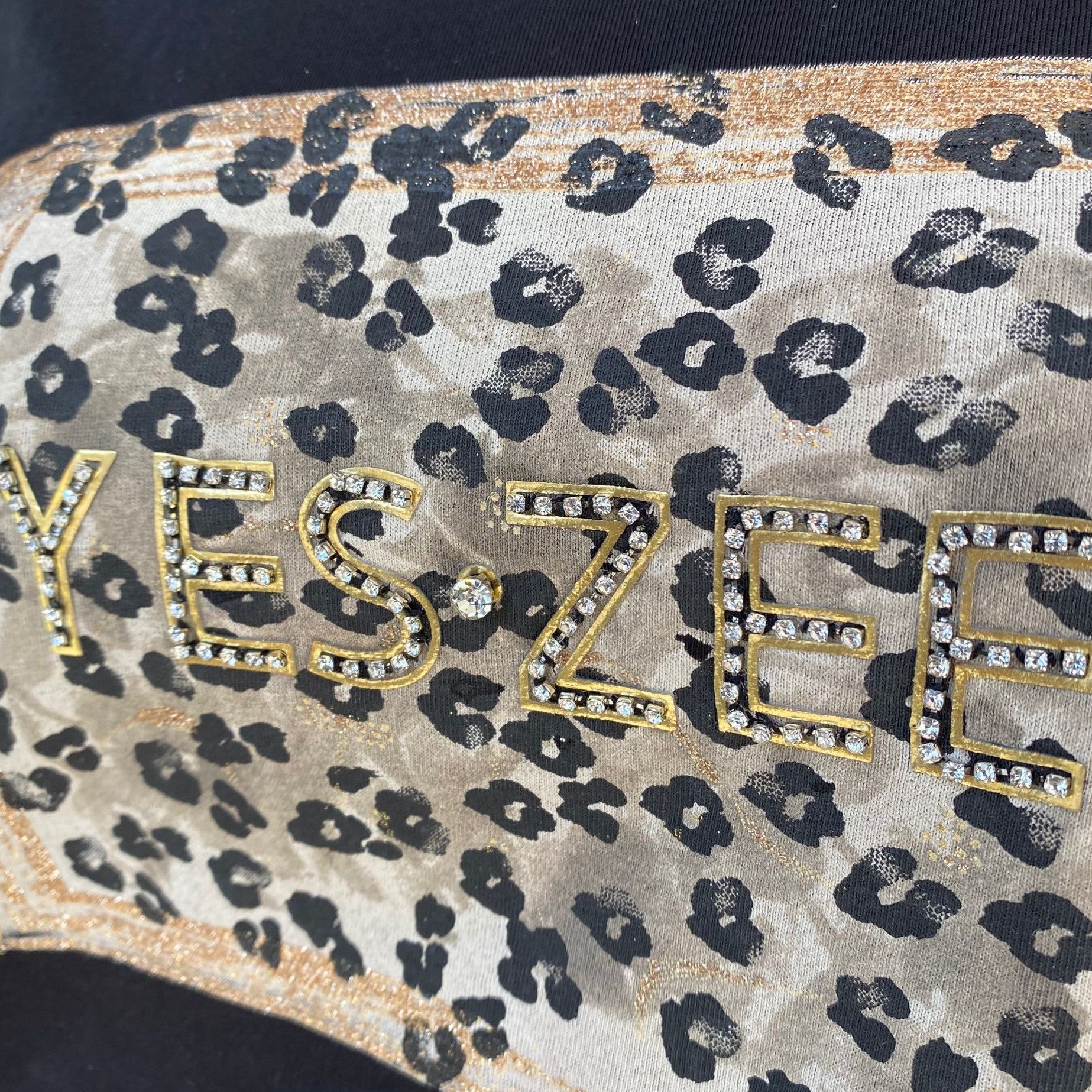 Yes Zee Maglietta Donna 1461 con Brillantini – T-Shirt Nero