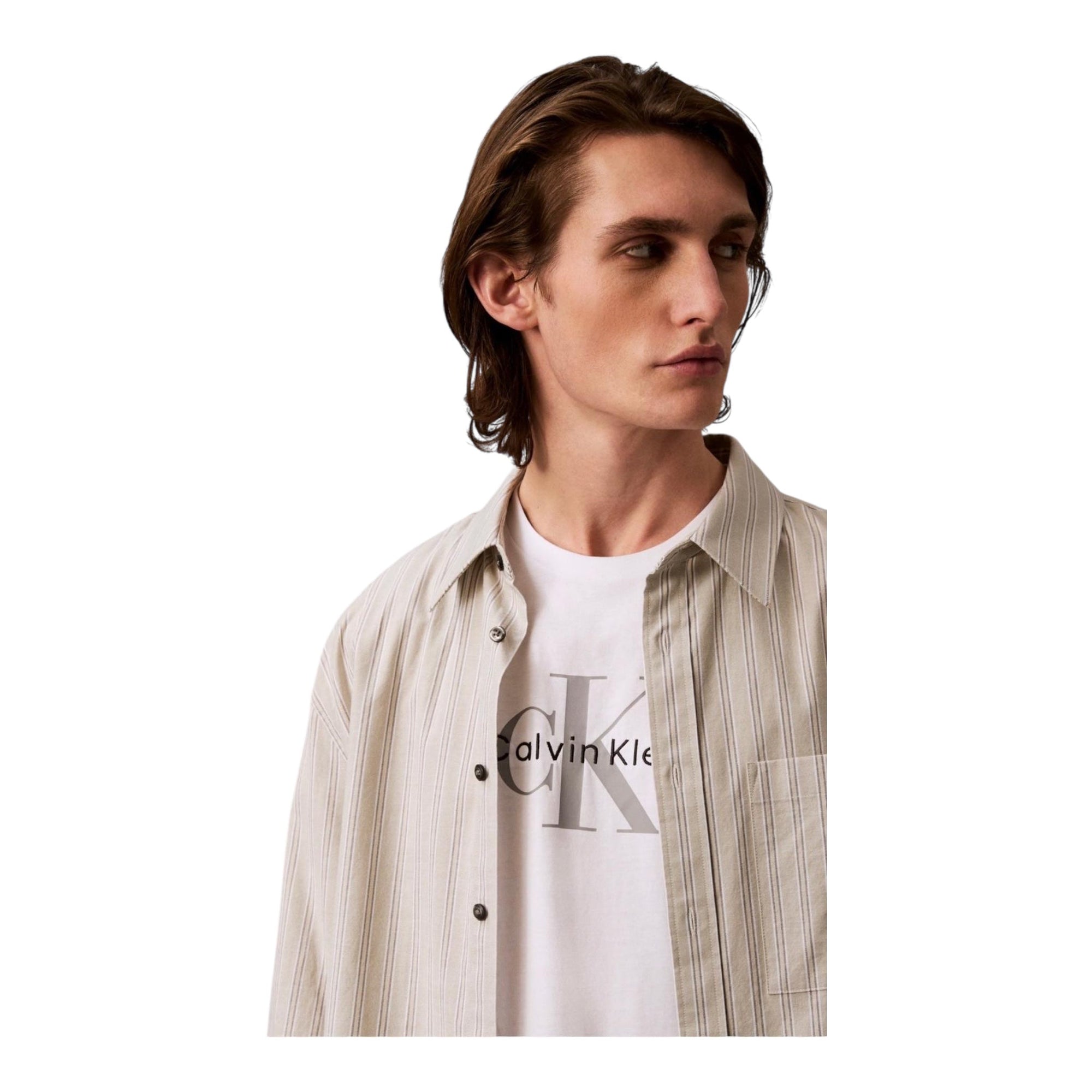 Calvin Klein T-shirt Stampa Logo LV04RB866G Bianca Uomo