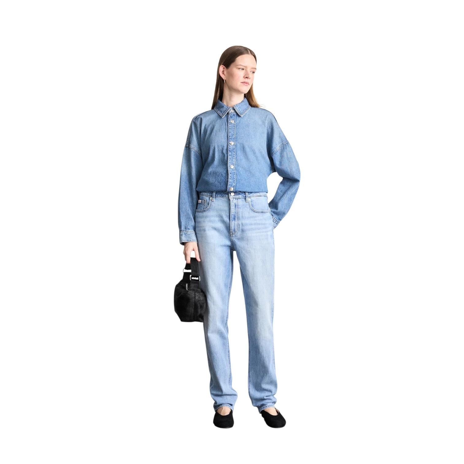 Calvin Klein Jeans Donna New Mom Panama LV047E787G3KQ Blu Chiaro