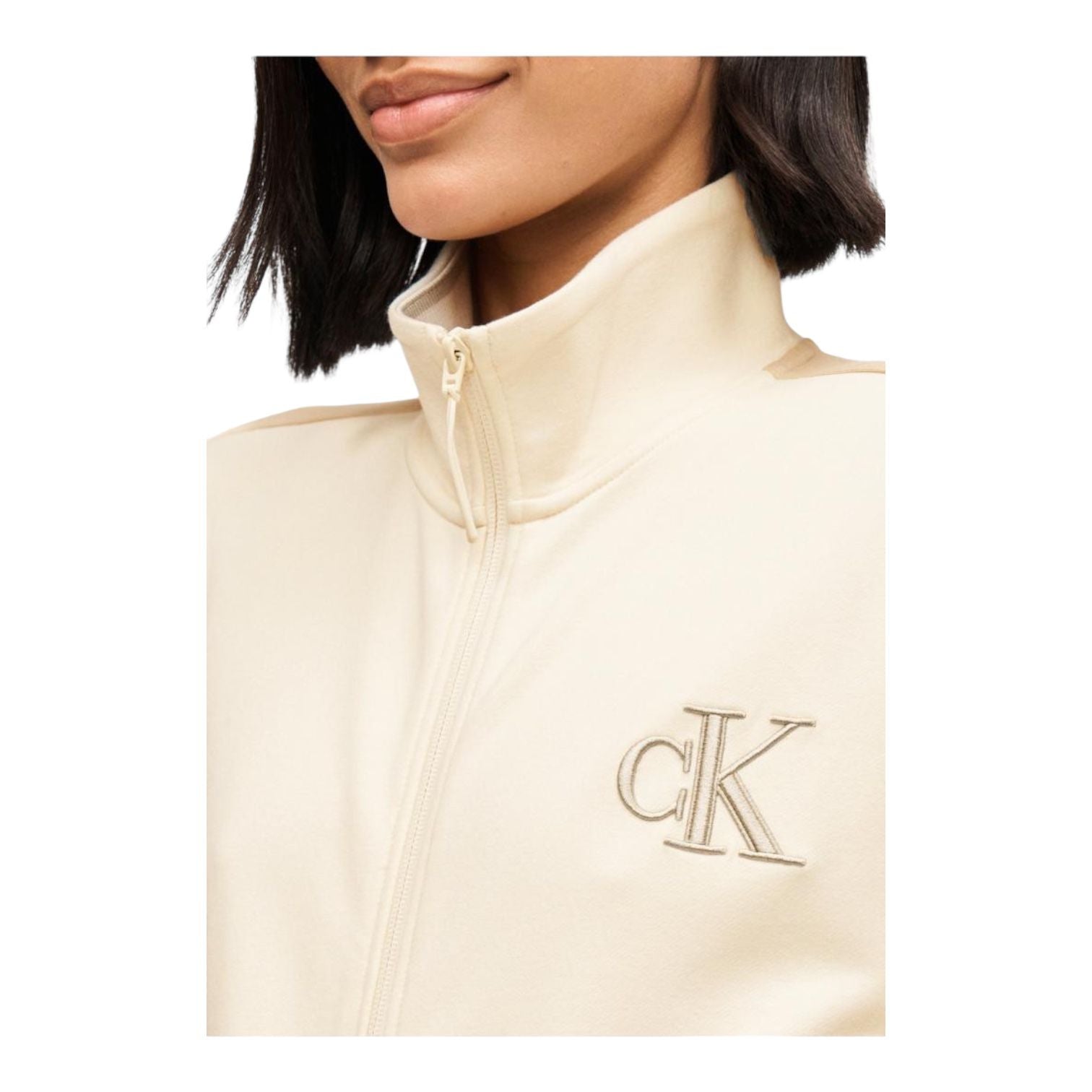 Calvin Klein Jeans Felpa Donna Zip Completa LV047E226G YAC Beige