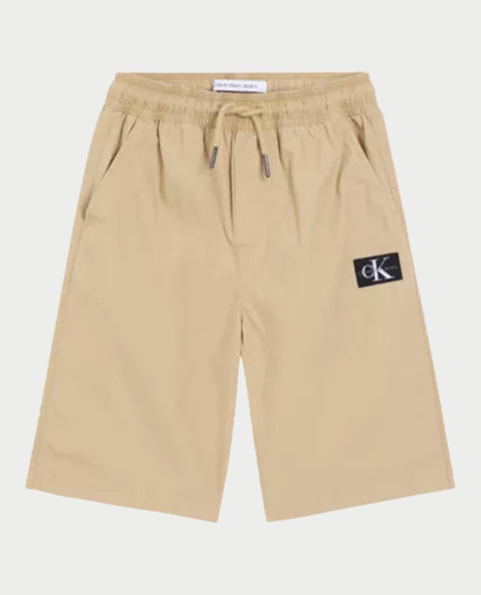 Calvin Klein Pantaloncino Paracadute Junior Beige Stemma CK - LVCKSJC79B PFN