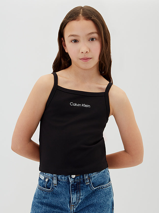 Calvin Klein Top Spalline Punto Milano Ragazza Nero - LVCKSJB12G BEH