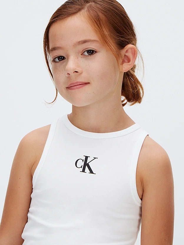 Calvin Klein Canotta Logo Junior LVCKSJB10G Bianca | 8-16 Anni