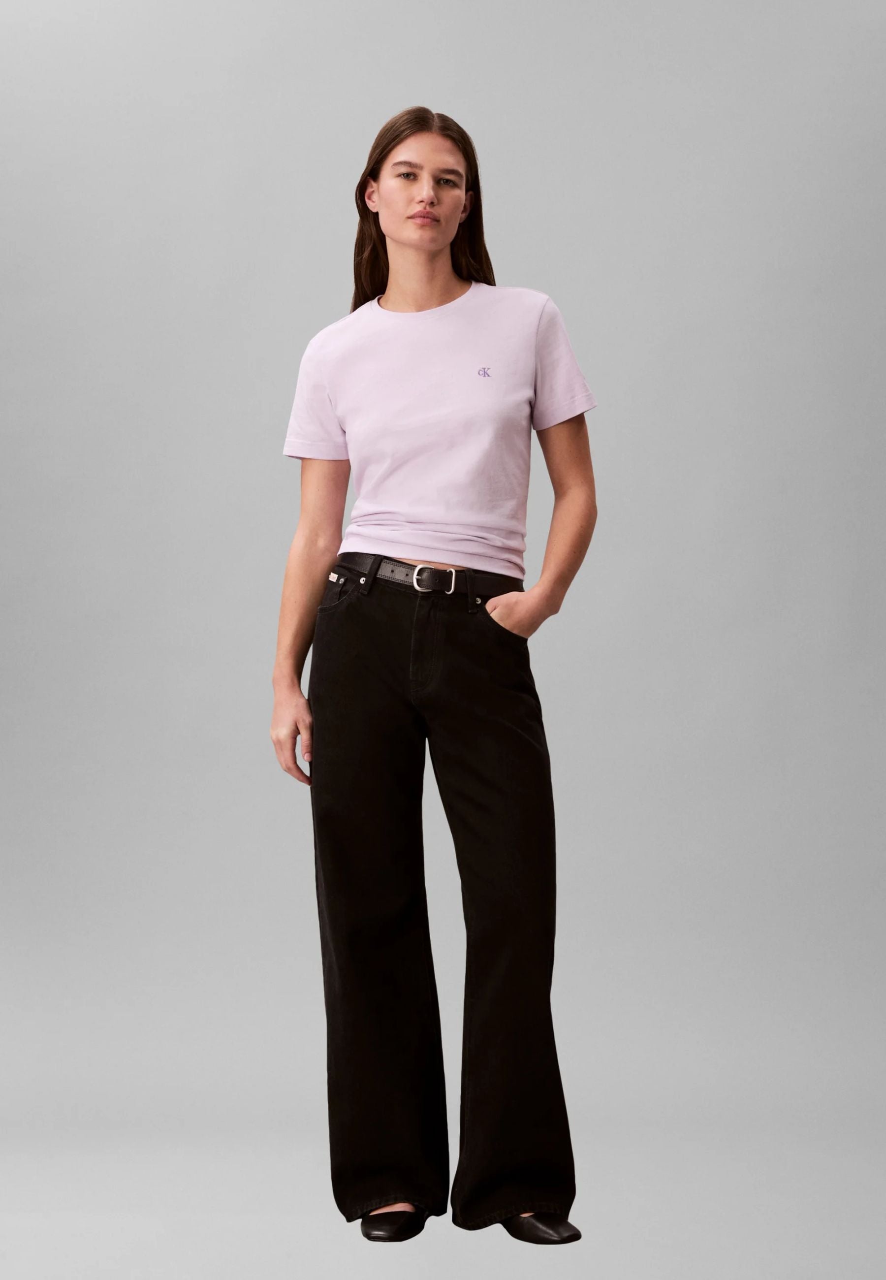 Calvin Klein T-shirt Donna Monogramma Manica Corta LV047B224G 3OQ Lilla