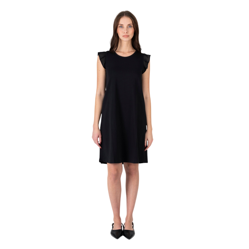 Censured Abito Corto Donna con Maniche Voulant AWC273TJSGE 90 Nero