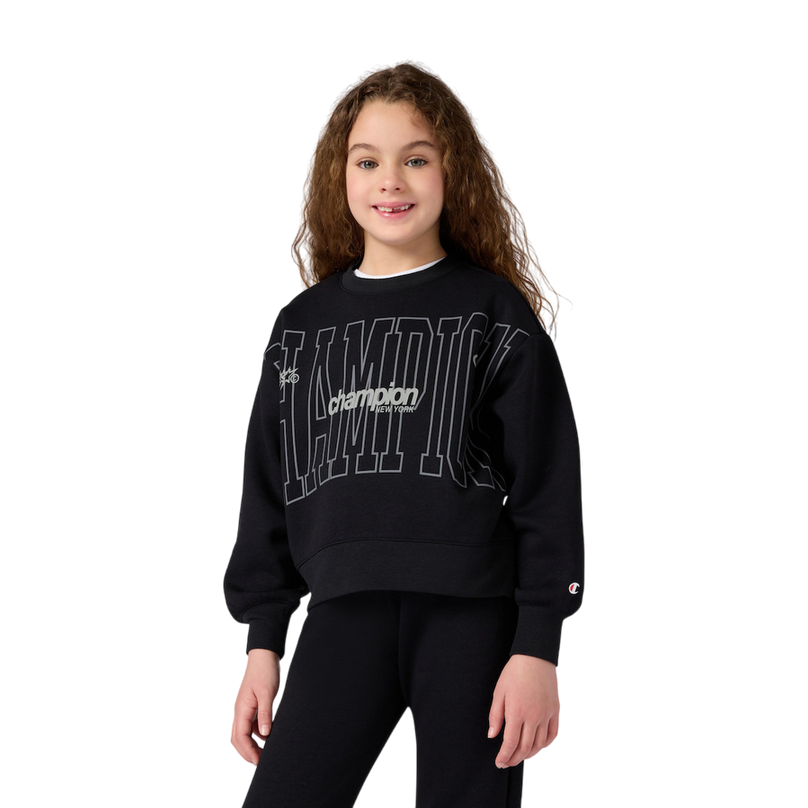 Champion tuta sportiva da ragazza 405236 KK001 nero con logo stampato - Comfort e stile per ogni occasione