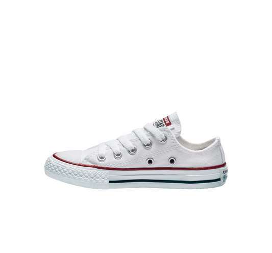 Sneakers Converse All Star Chuck Taylor Classic Low OX Junior 3J256C bianche per bambini in tela canvas con design basso, vista laterale esterna