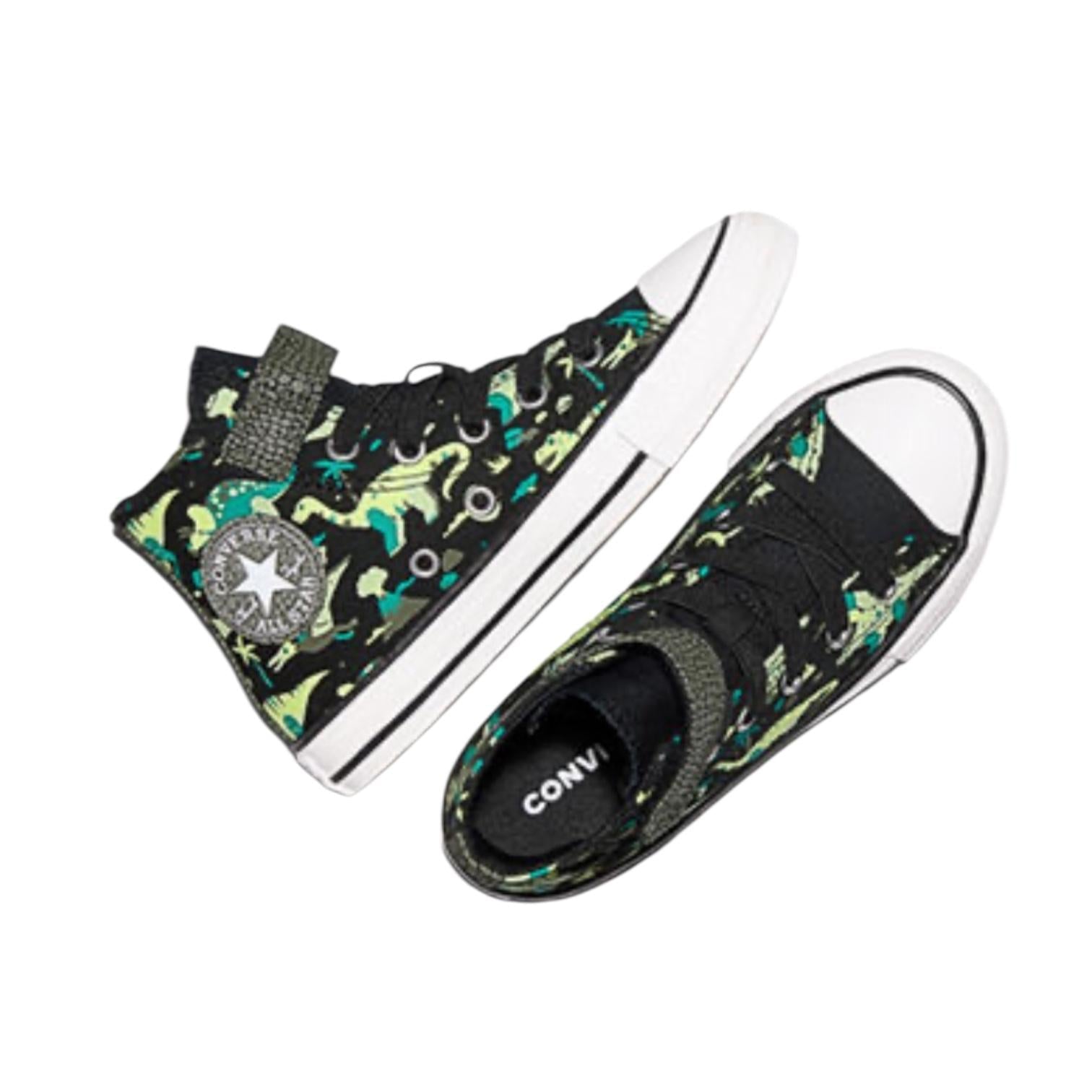 Converse Chuck Taylor All Star Easy-On Dinos A15899C Nero Bianco Verde Sneakers Junior