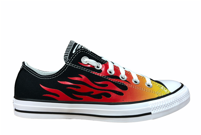 Converse All Star Chuck Taylor Ctas OX Uomo Tela 166259C | Sneakers fiamme nera
