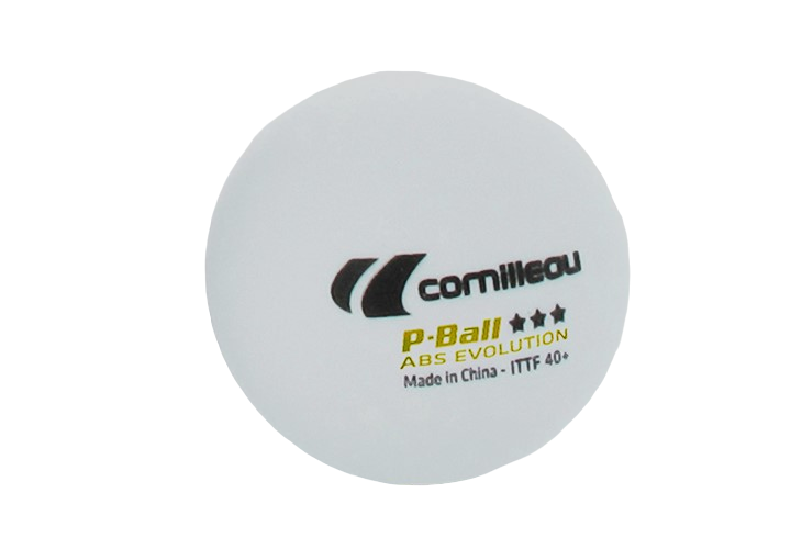 Cornilleau Pallina da Ping Pong P-Ball ABS Evolution 3 stelle omologata ITTF 3pezzi 310555 bianca