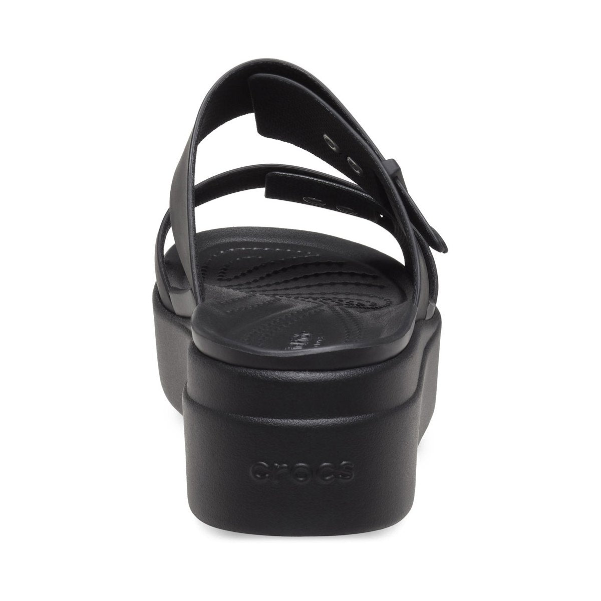 Crocs sandalo da donna con zeppa Brooklyn Buckle Low Wedge 207431-001 nero