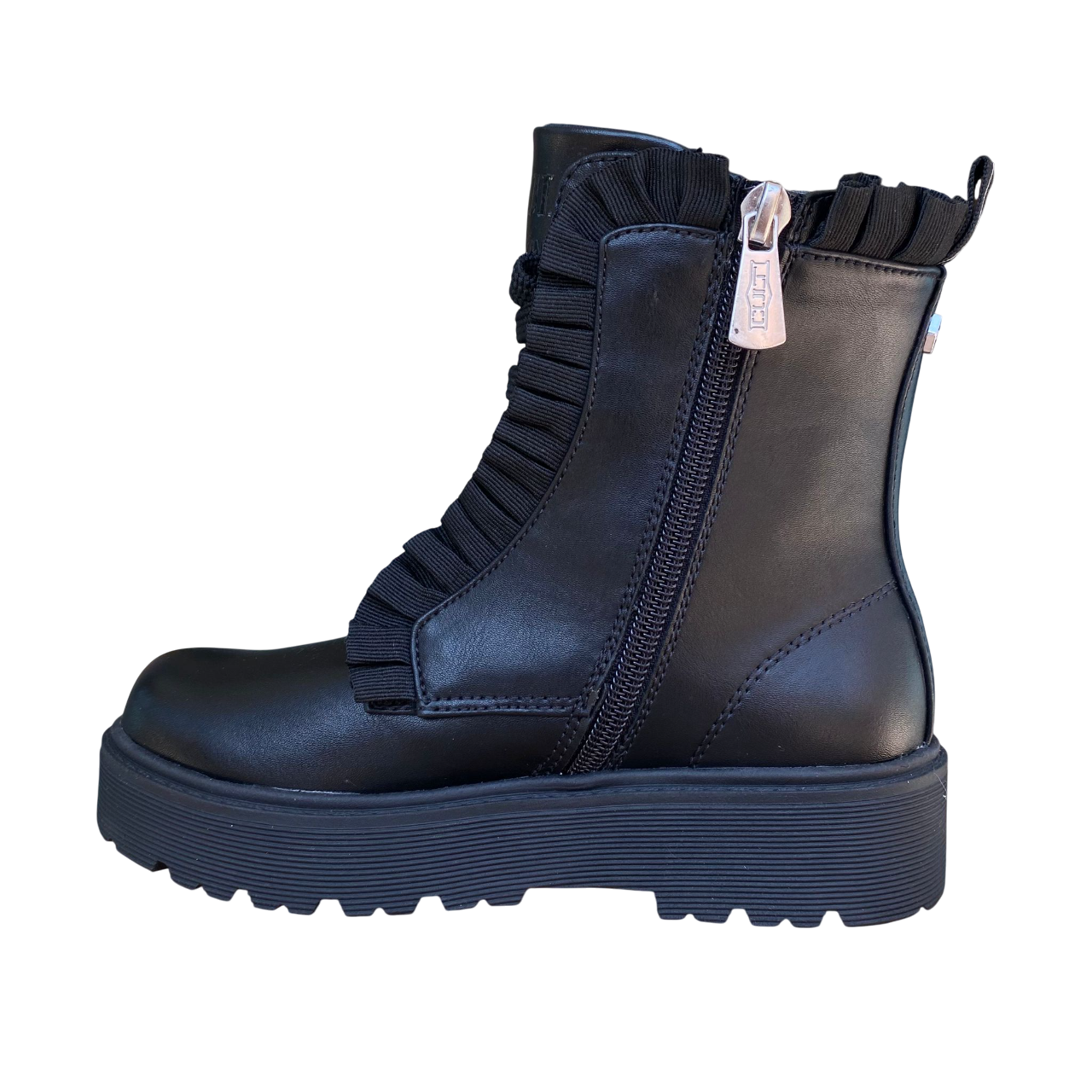 Cult Stivaletto Nero Ragazza 7 Fori T-388A 3540 con Borchie e Rouge