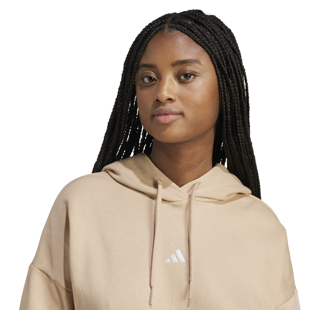 Adidas Women's Hoodie Essentials Small Logo Feel Cozy JV7310 Sand