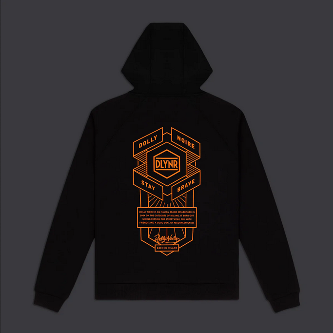 Dolly Noire Felpa Cappuccio Corporate 01 Hoodie SW363-SA-01 Black Orange