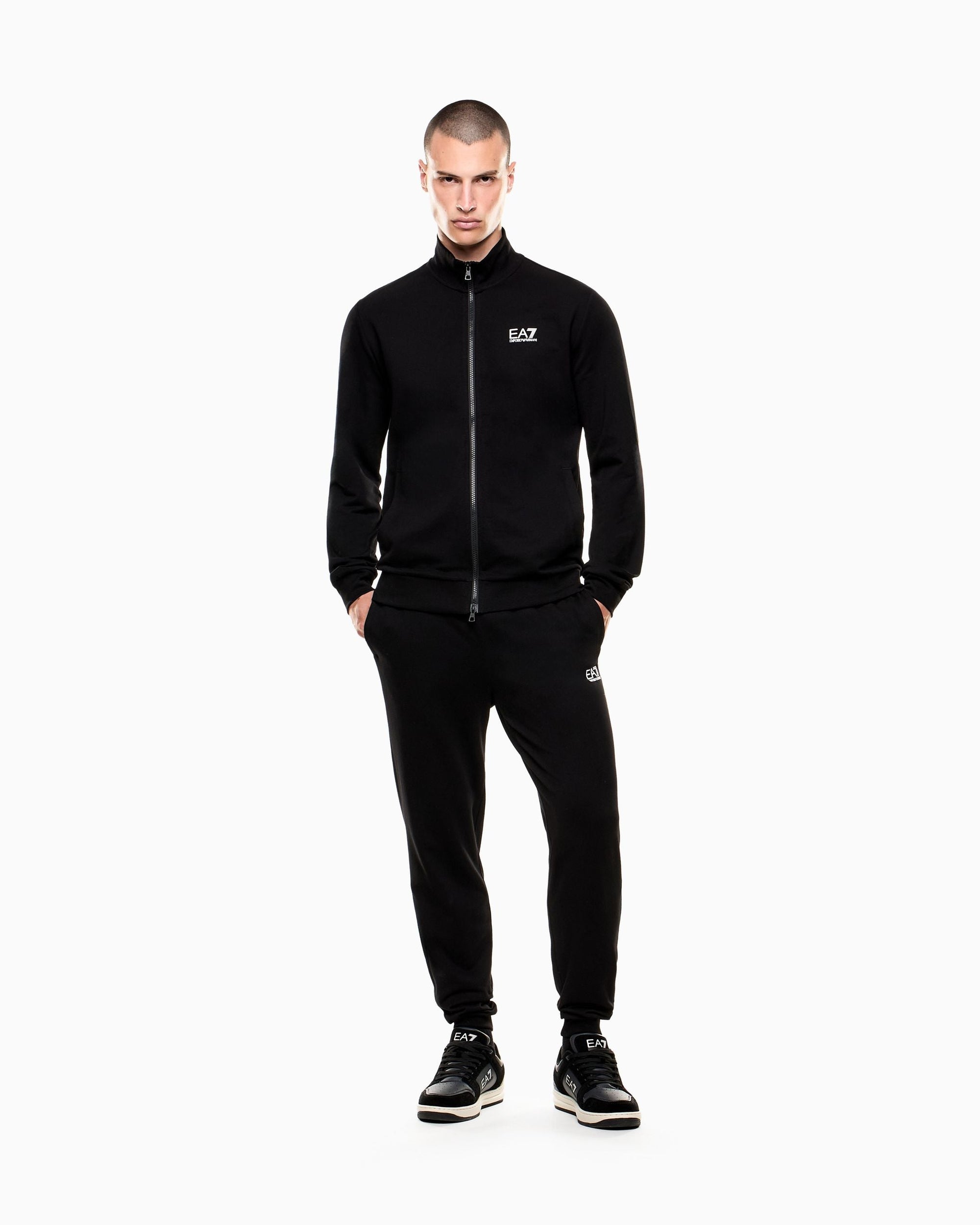 EA7 Emporio Armani Tuta Sportiva Uomo Nera Cotone Core Identity 8NPV60 PJVRZ 1200