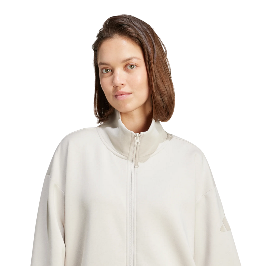 Adidas Women's Zip Hoodie JV9904 Loose Fit Elegant - Beige