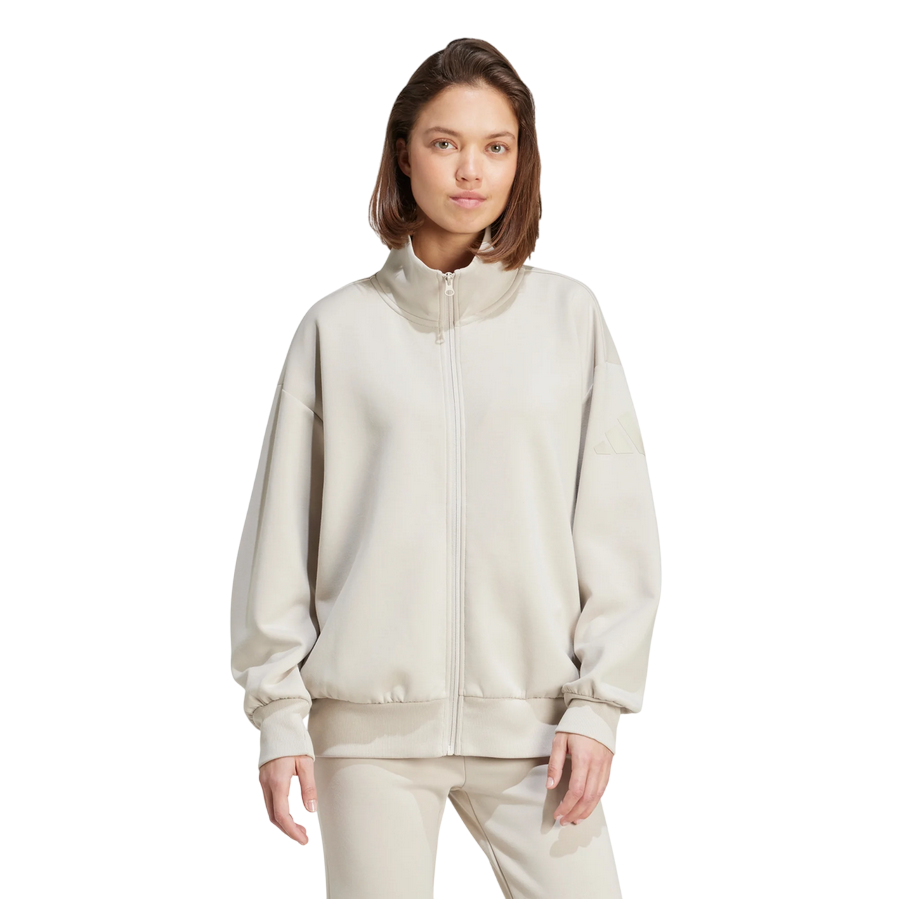 Adidas Women's Zip Hoodie JV9904 Loose Fit Elegant - Beige