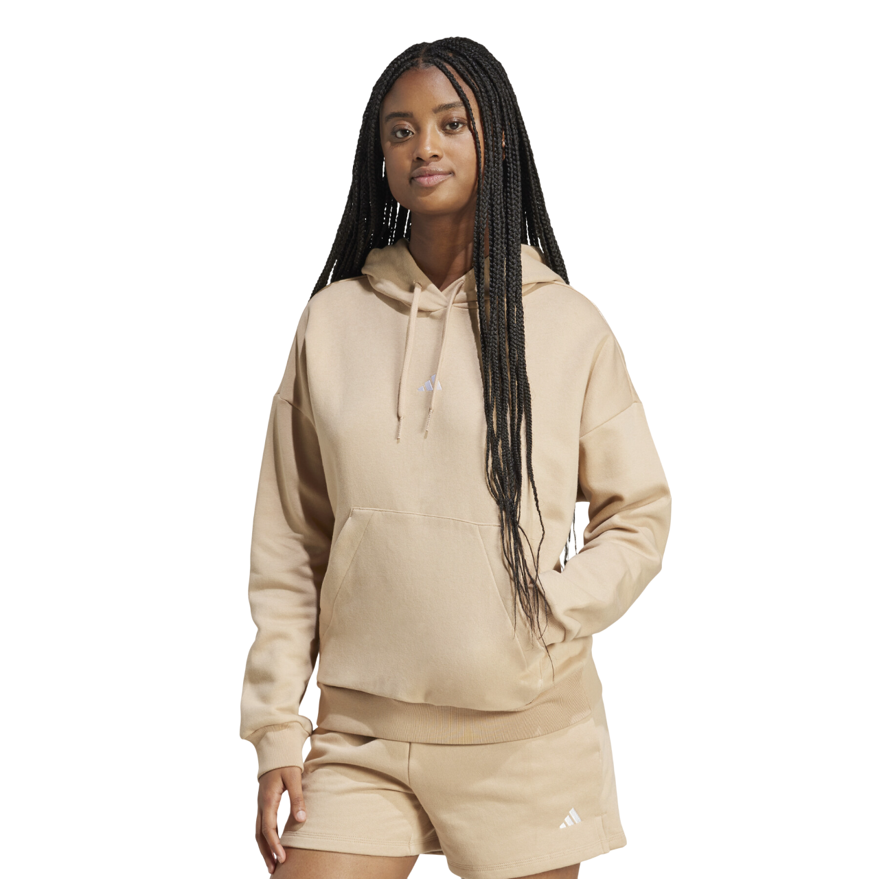 Adidas Women's Hoodie Essentials Small Logo Feel Cozy JV7310 Sand