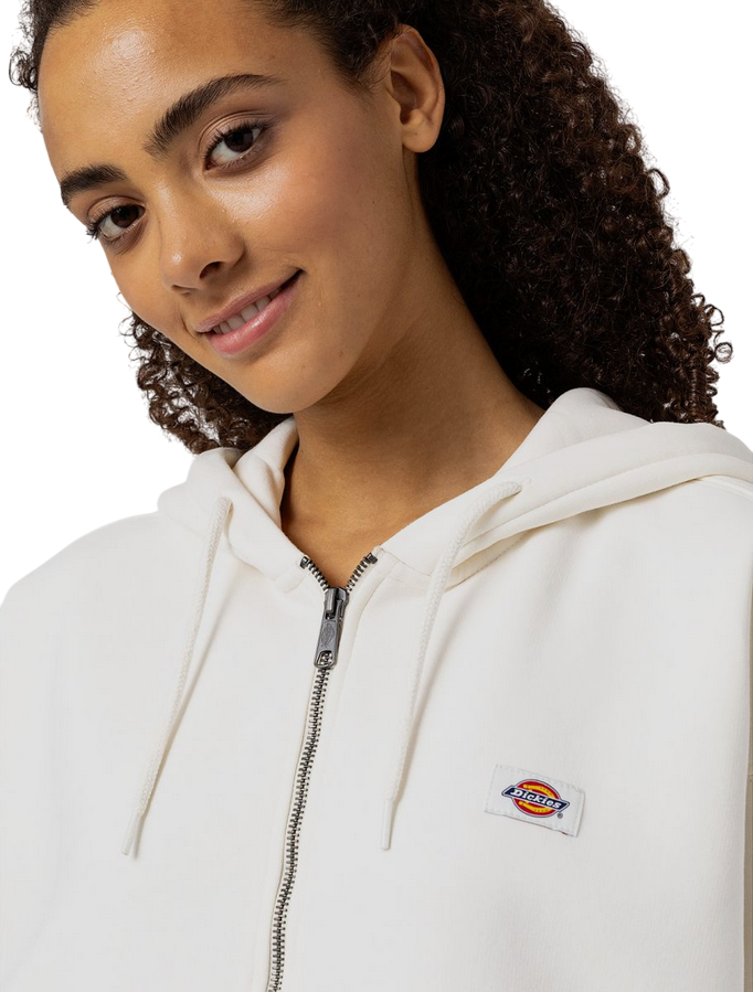 Dickies felpa con cappuccio da donna corta con cerniera intera DK0A4Y1ZECR ecru