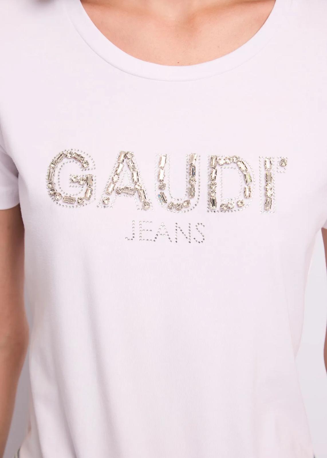 Gaudì T-shirt Donna Strass Girocollo 611BD64067 Bianco