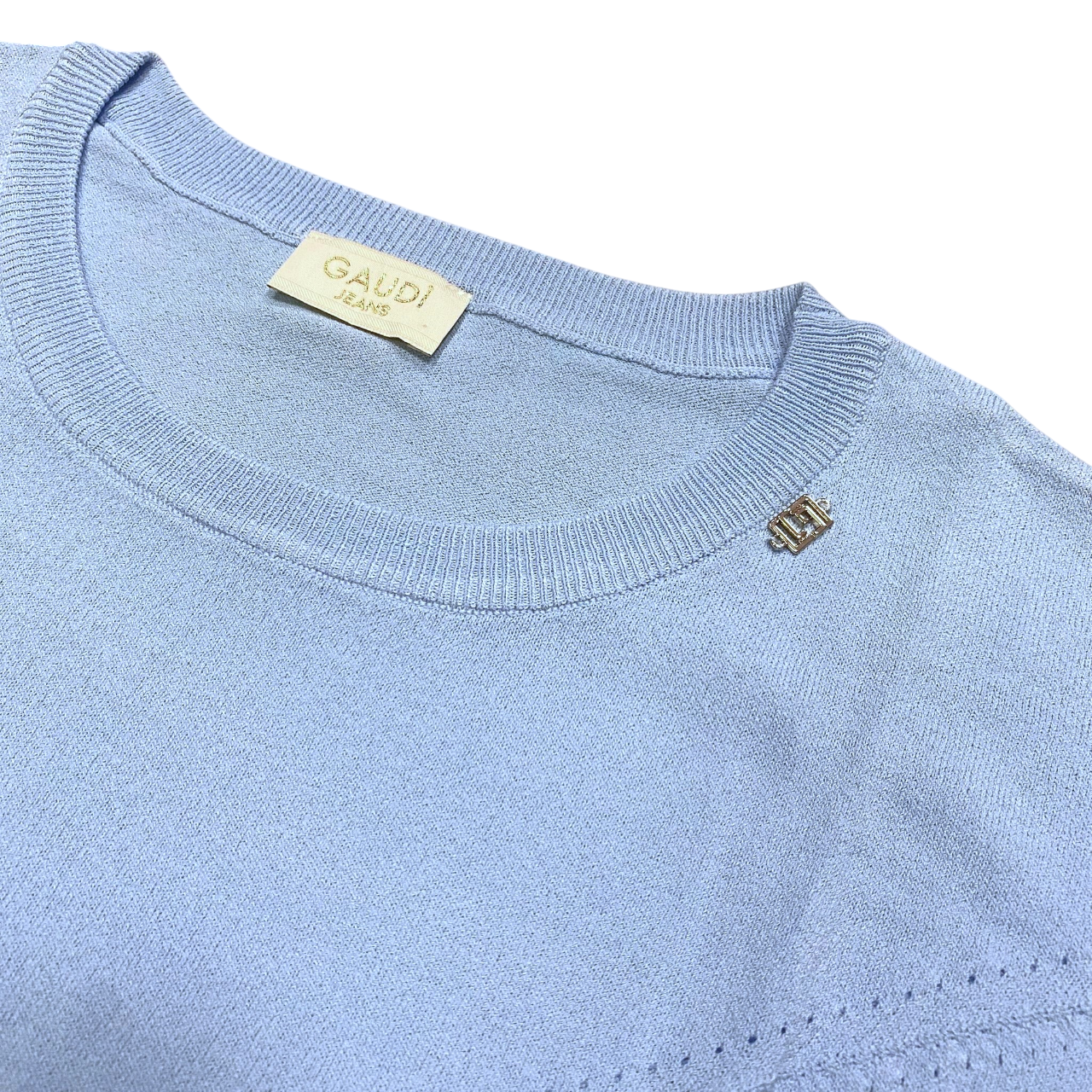 Gaudì maglioncino da donna girocollo con effetto cucitura a V 511BD53011 3956 celeste