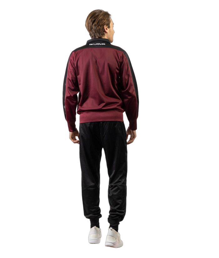 Givova Tuta Roma TR036 0810 Granata Nero | Tuta Sportiva Uomo Triacetato Calcio Running