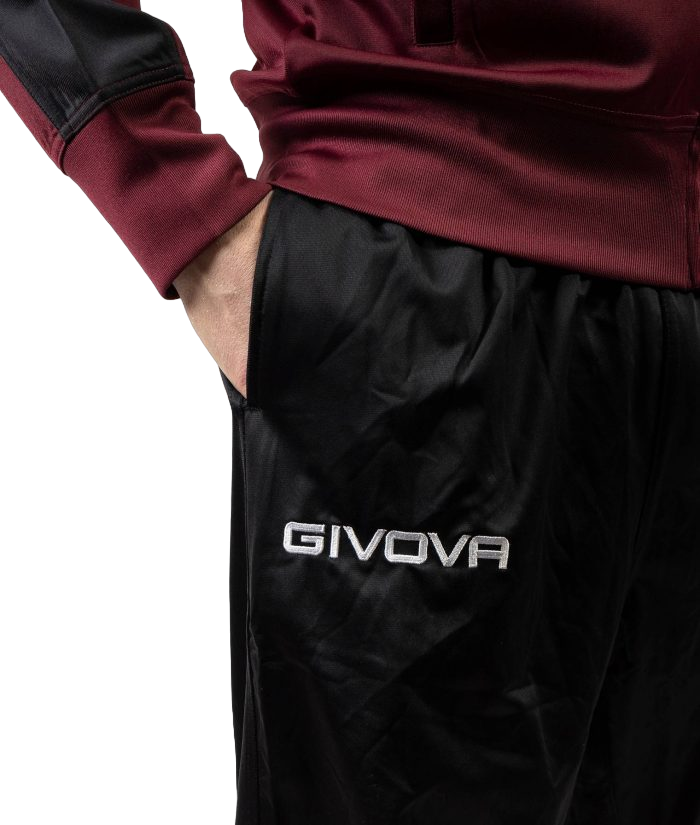 Givova Tuta Roma TR036 0810 Granata Nero | Tuta Sportiva Uomo Triacetato Calcio Running